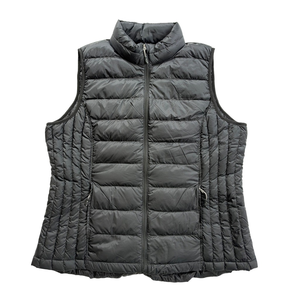 HeatKeep Puffer Vest Women XL Black Excellent Down Feather Quilted Full Zip